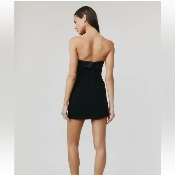 With Jean Chloe Corset Elegant Black Strapless Mini Dress - Picture 3 of 8